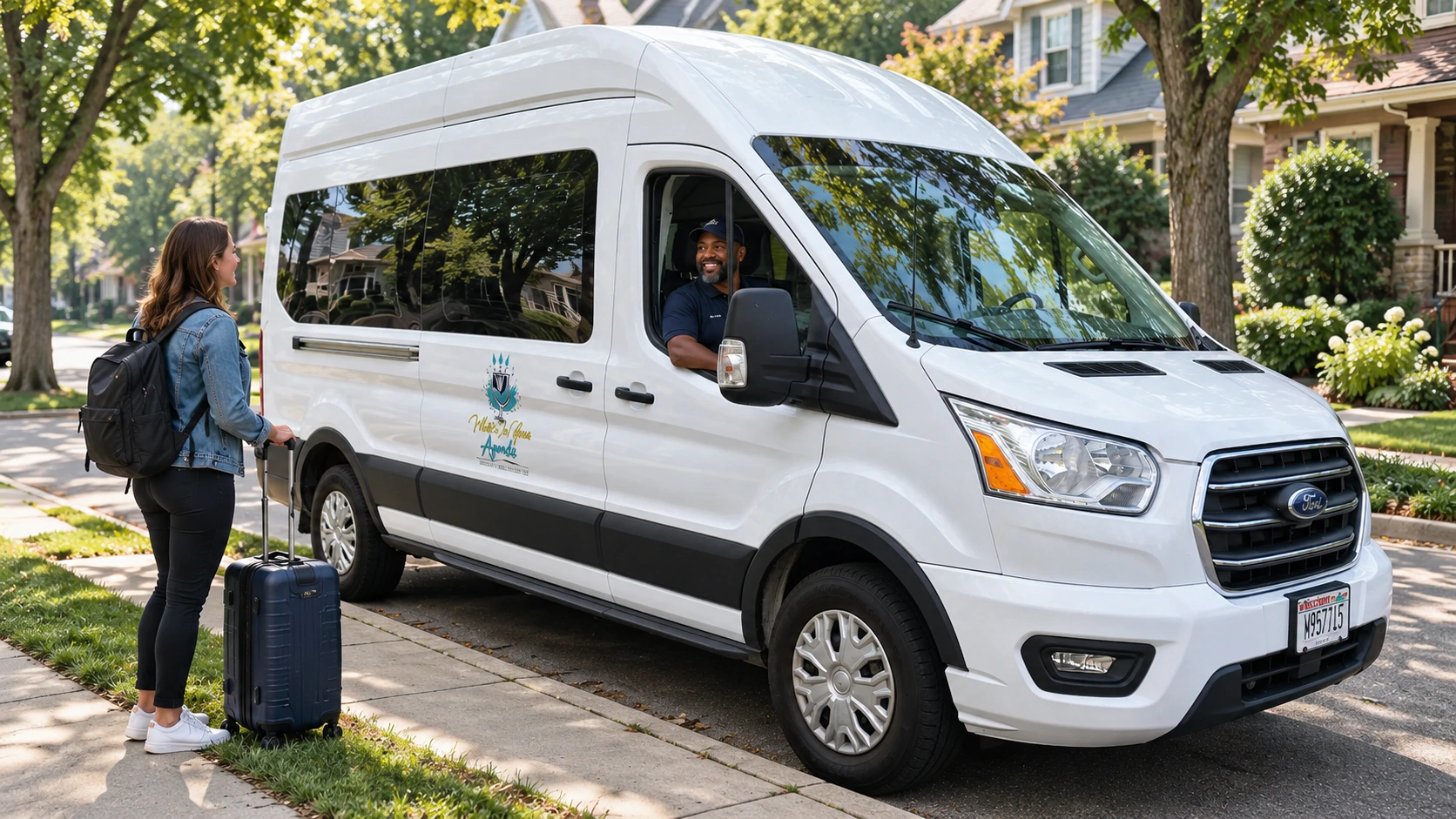 The What's On Your Agenda Ford Transit 350 passenger van.