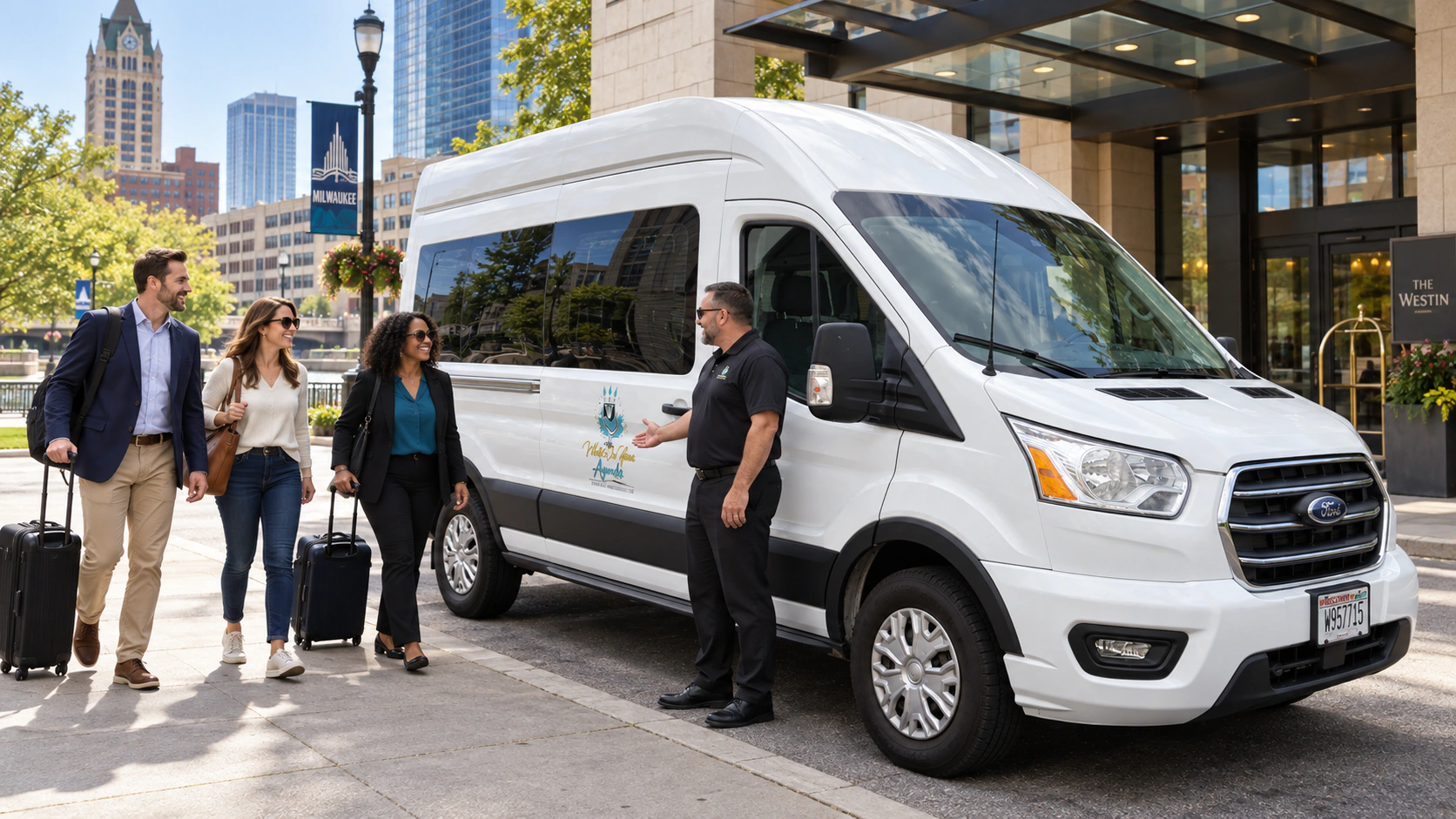 The What's On Your Agenda van, reserved by the hour for a full day.